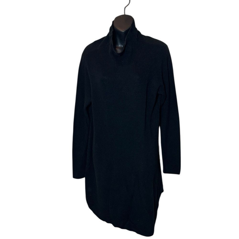 Eileen fisher women’s petite large black extra fine merino wool tunic assymetric